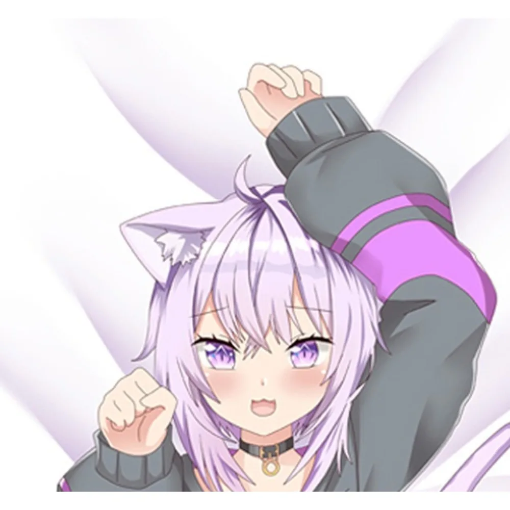 Nekomata Okayu Anime Dakimakura Cover Double‑Sided  Long Hugging Body Pillowcase Soft Peach‑Skin Fabric Bedroom Cushion Cover