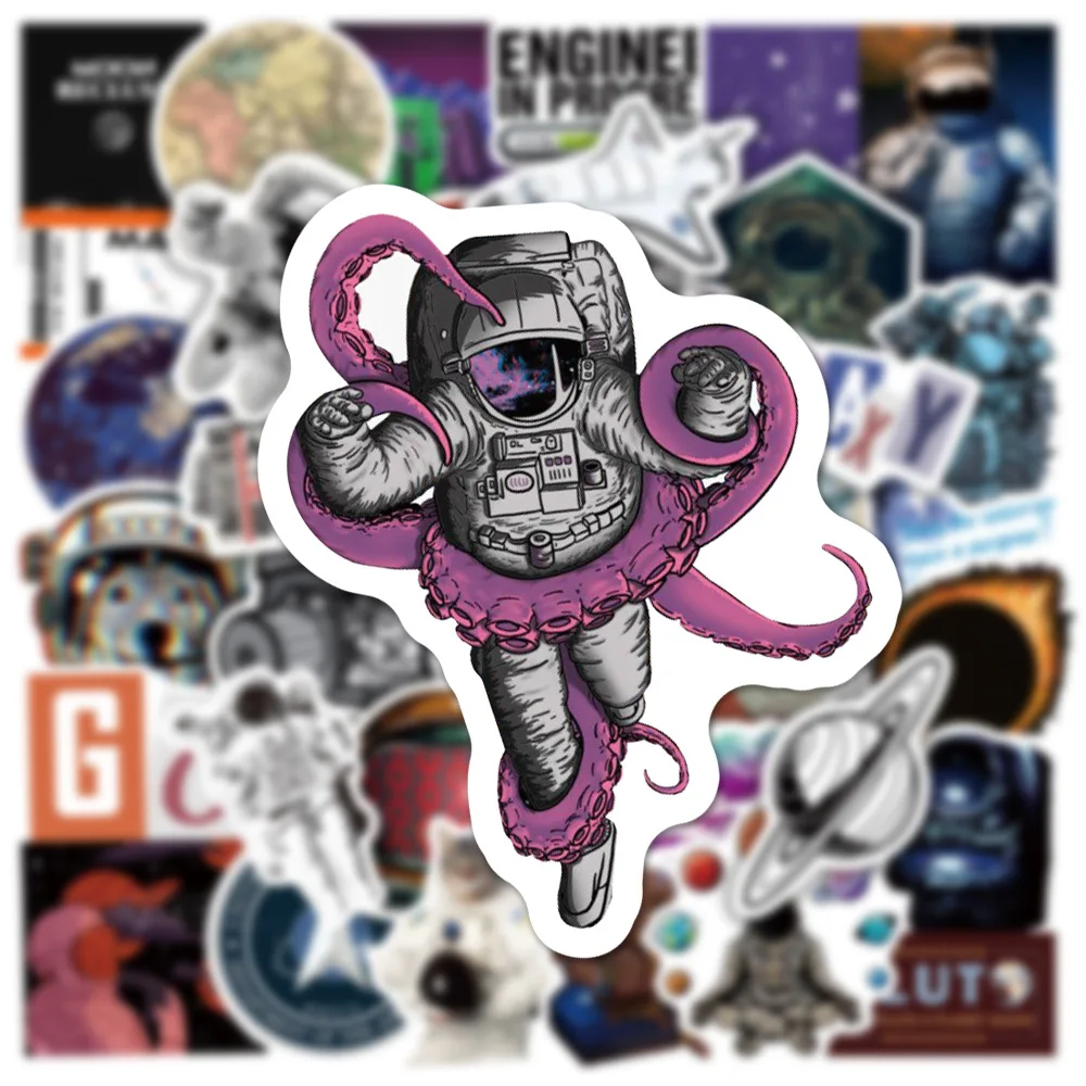 10/30/50 Uds. Pegatinas de grafiti de astronauta del espacio exterior dibujos animados estéticos monopatín DIY nevera portátil PVC pegatinas impermeables Juguetes