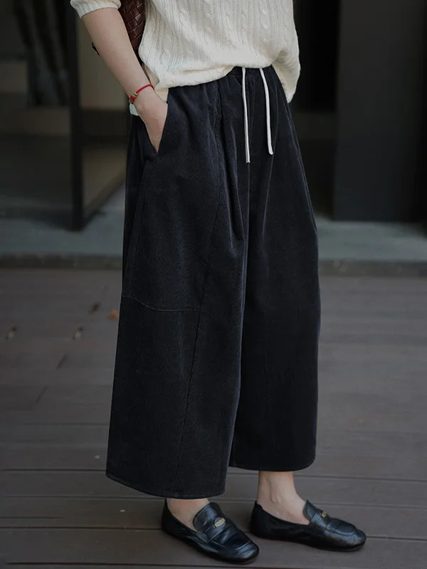 

Женские вельветовые брюки-кюлоты в стиле ретро, осенне-зимние, свободные, повседневные, укороченные, комфортные, дышащие