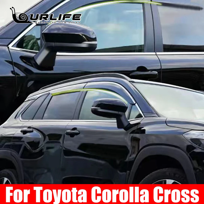 

Window Visor Guard for Toyota Corolla Cross 2021 2022 Vent Cover Trim Awnings Shelters Protection Sun Rain Deflector Accessories