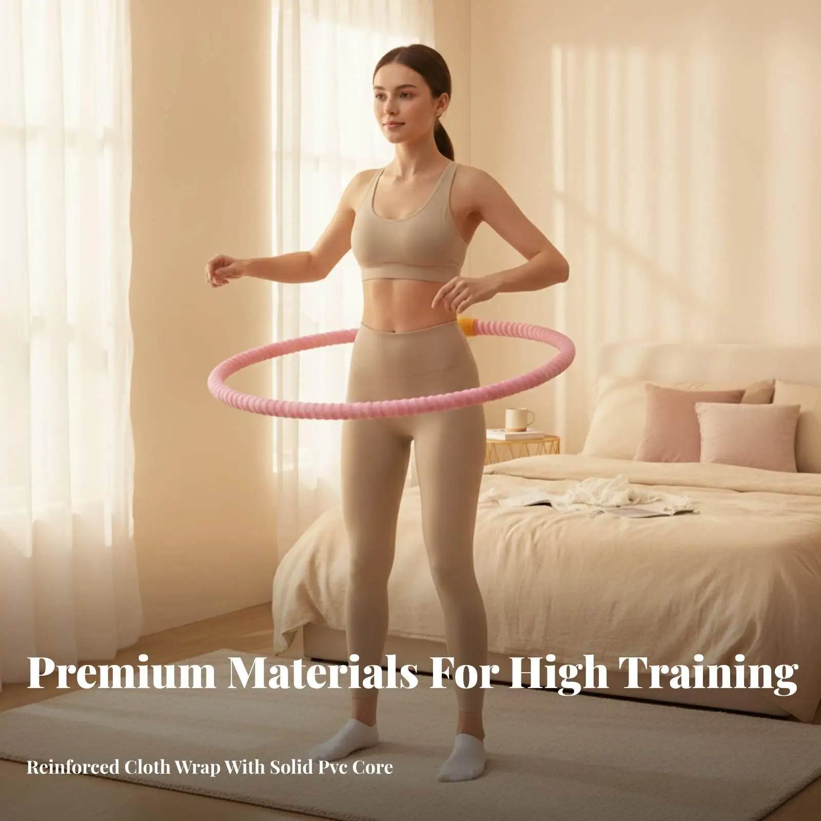 Foldable Waist Exercise Hoop with Thick Spring Core Fabric Cover Gym Accessory for Core Training and Waist Slimming at Home