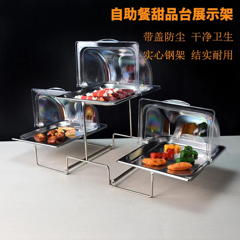 Italian bow stainless steel buffet fruit plate bread cake snack tray multi-layer dessert table display shelf