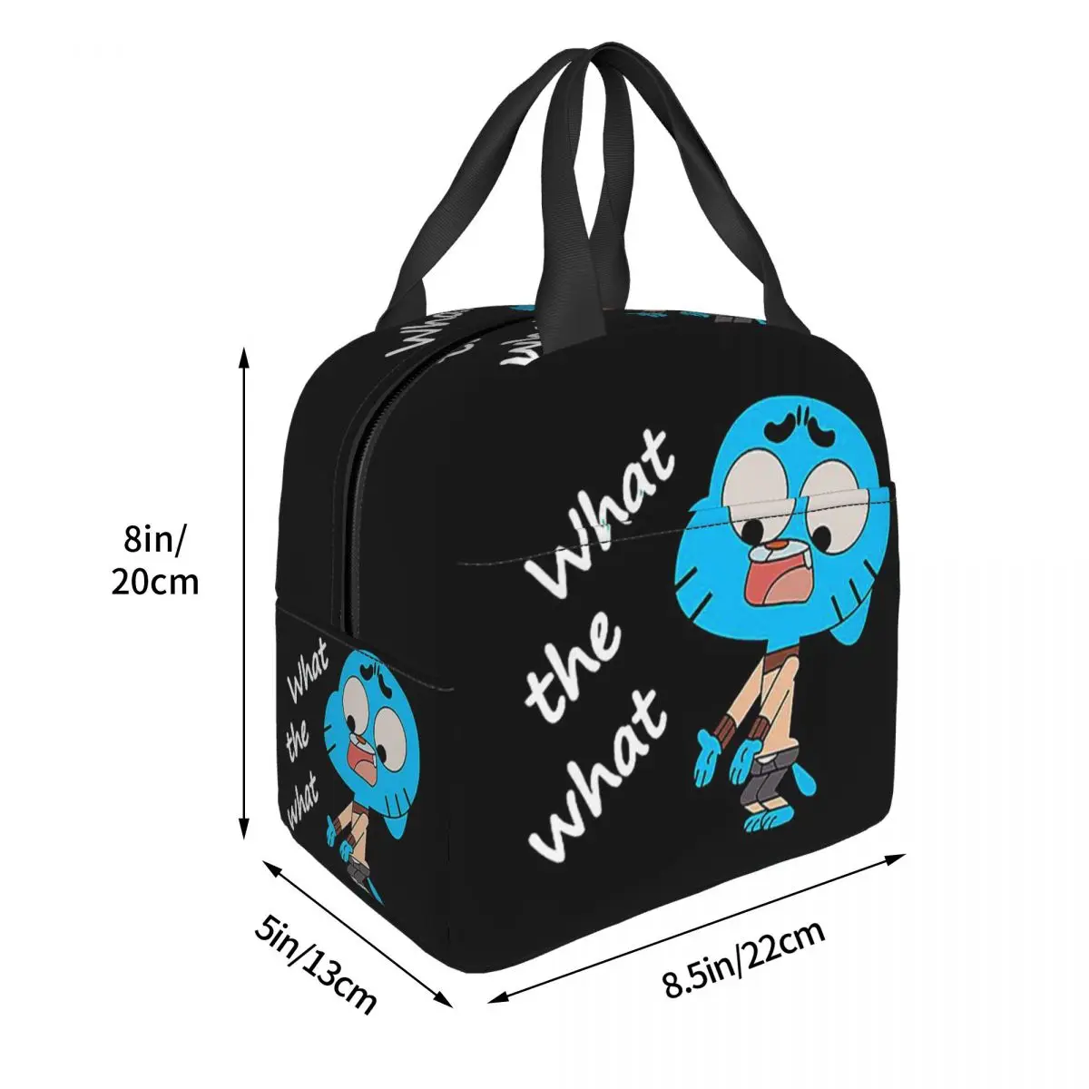 The Amazing World Of Gumball What The What Insulated Lunch Bag for Women Kids Portable Food Boxes Thermal Lunch Box Tote