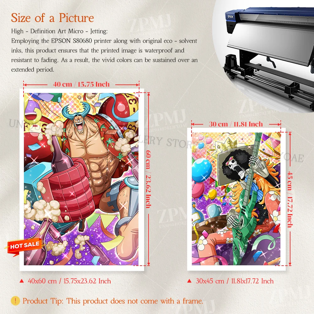 One Piece Wandkunst Gemälde Bilder Anime Hd Drucke Home Poster Leinwand für Wohnzimmer Portgas D. Ace Figuren Dekoration – Detail 3
