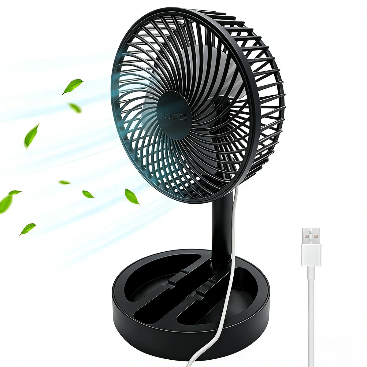 1PC Portable Folding Telescopic Floor Fan 1 Wind Speed Adjustment USB Mini Summer Silent Student Desktop Table Fan