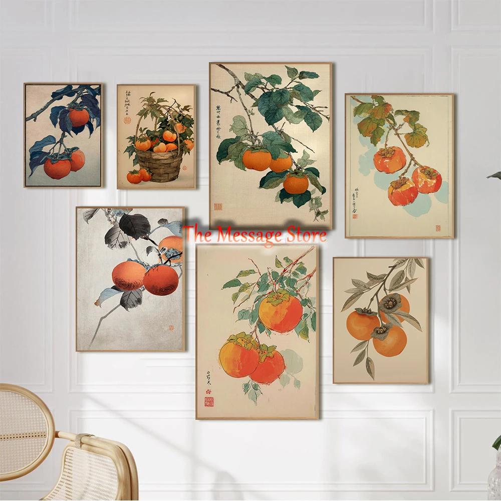 Japanese Lifestyle And Traditions - Persimmons Basket Persimmons Branch Traditional Japanese