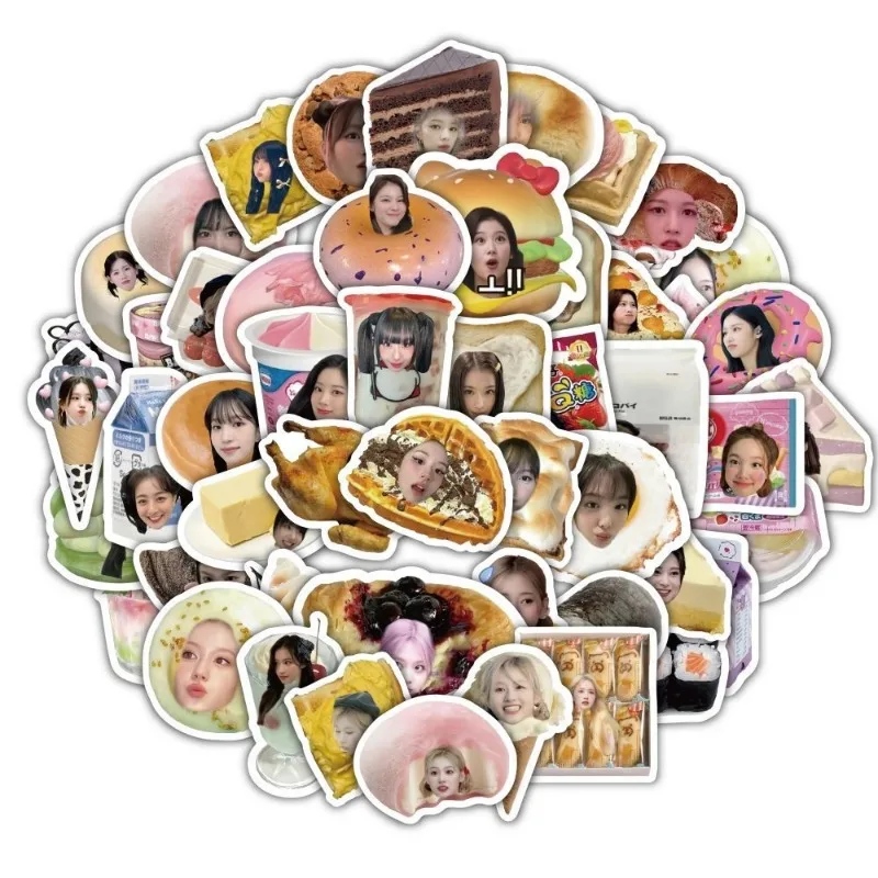 58pcs Foto\'s Kpop TWEEMAAL Combinatie Voedsel Avatar Stickers Leuke Waterdichte DIY Decoratie Randapparatuur Account Mobiele Telefoon Stickers