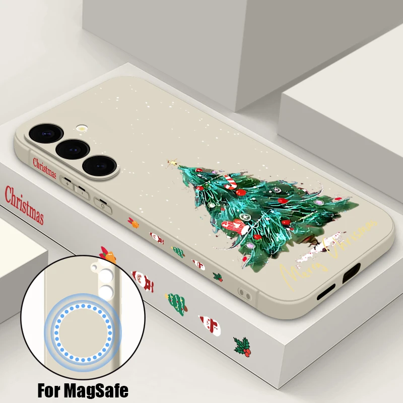Weihnachtsbaum Muster magnetische Handyhülle für Samsung Galaxy S25 S24 S23 S22 Ultra Plus S21 S23 S24 FE weiche TPU Lanyard Cover