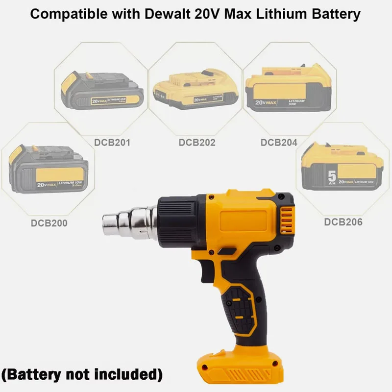 Cordless Heat Gun Hot Air Gun for Dewalt 20v Battery(No Battery) | Fast Heating Soldering Hot Air Gun,2-Temp Setting Max 1022°F(550°C),Heat Gun for Tube Bending,Resin & Decorating (No Battery)