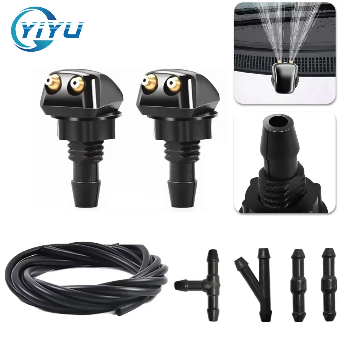Car Windshield Wiper Washer Spray Nozzle Dual Holes Water Jet Sprayer Windshield Washer Nozzle Set for Auto Cleaning Accessories