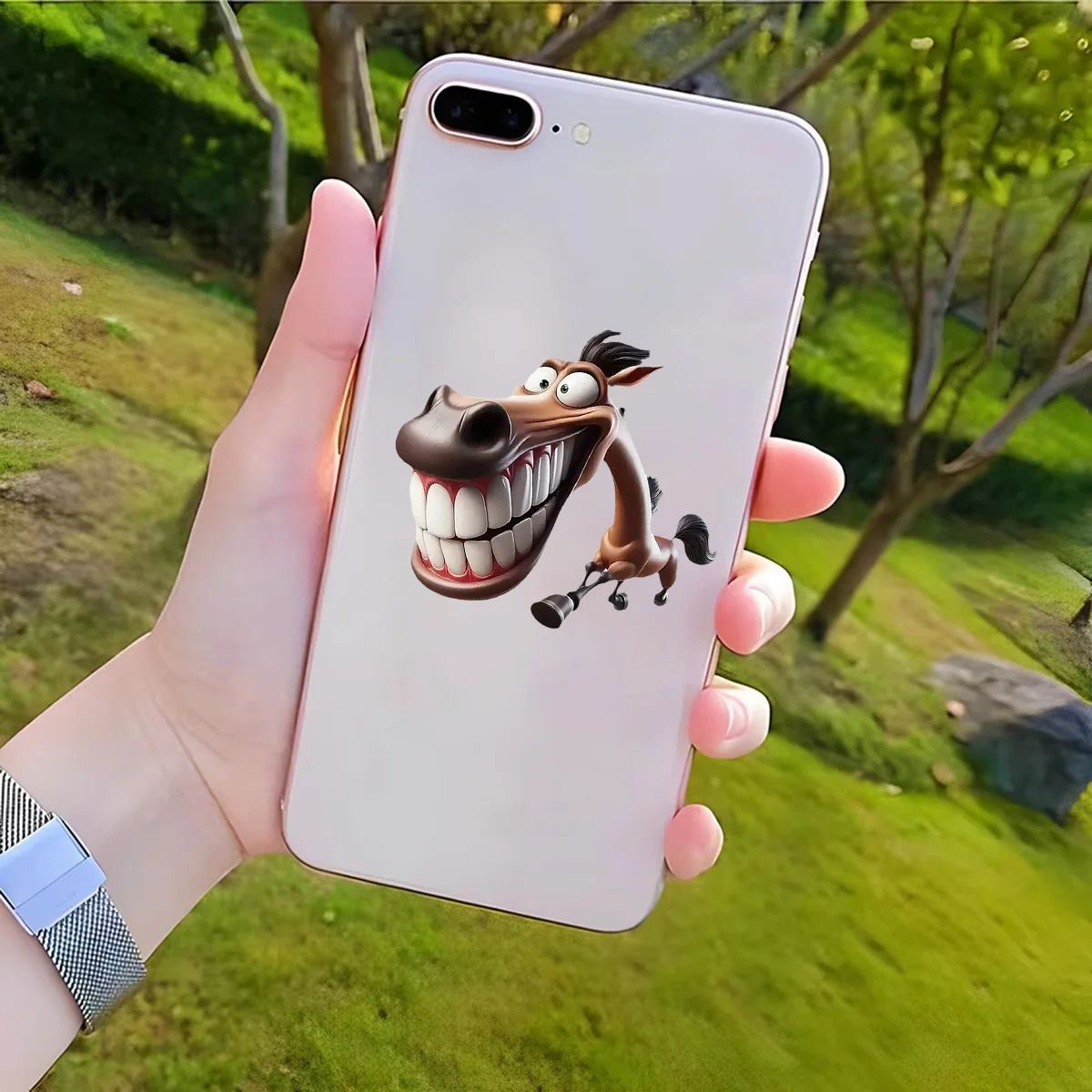 12pcs big mouth horse stickers, personalized decoration stickers for mobile phones and laptops, surface gloss and waterproof