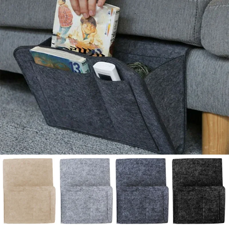 1PC Sofa Bedside Felt Storage Bag Sofa TV Remote Control Hanging Caddy Couch Storage Organizer Bed Holder Pockets