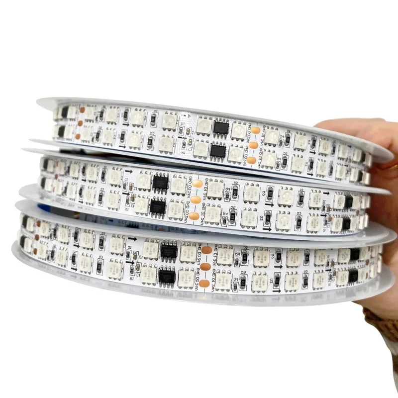 WS2811 Double Row LED Strip Lights Dream Color 24V 168 LED/M 1903IC  5050 RGB Full Color Addressable Pixel Flexible Tape 16mm