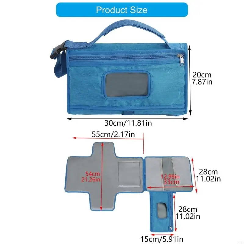 Mateleta portátil impermeable estación cambio bebé R66D con compartimentos almacenamiento cojines desmontables