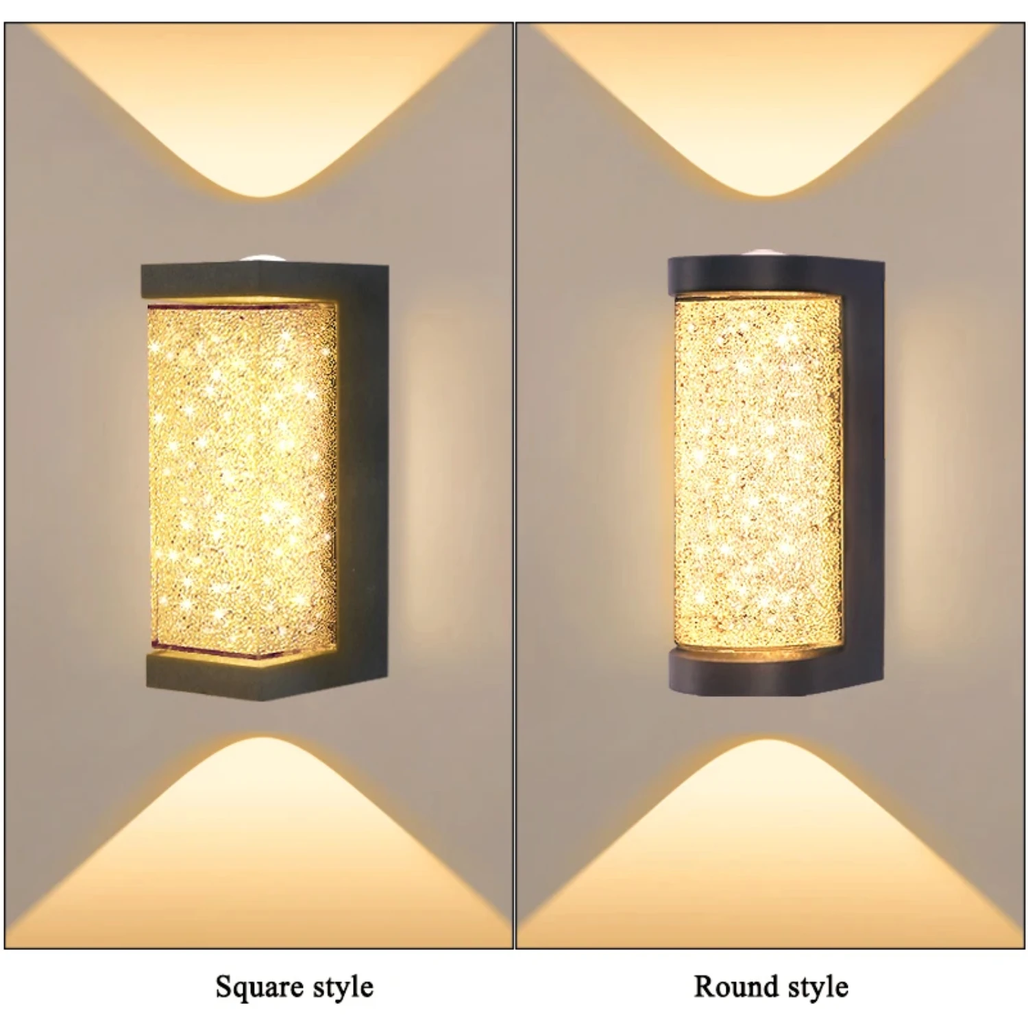 Crystal Waterproof Wall Sconce, moderna lâmpada ao ar livre, iluminação de cabeceira, varanda luz, entrada luz, jardim pátio decoração, novo