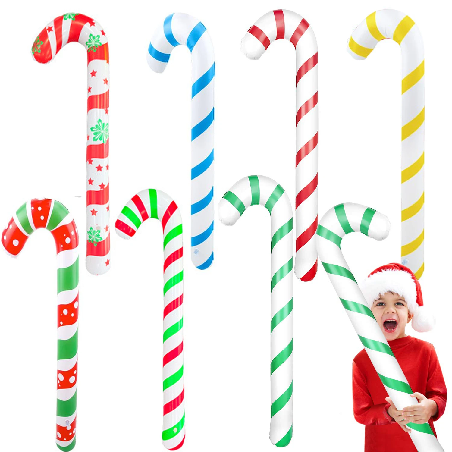 

Christmas Inflatable Candy Canes Stick Balloons Xmas Candy Canes Balloons Blow Up Candy Stick for Christmas Yard Decorations