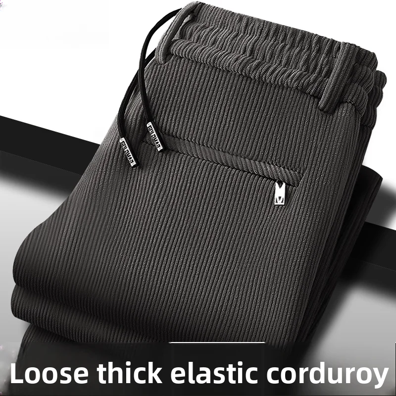 

Men's Faion High-end Corduroy Sports Pants Loose Winter Warmth Anti-cold Long Trousers Straight Leg Casual Urban Sle