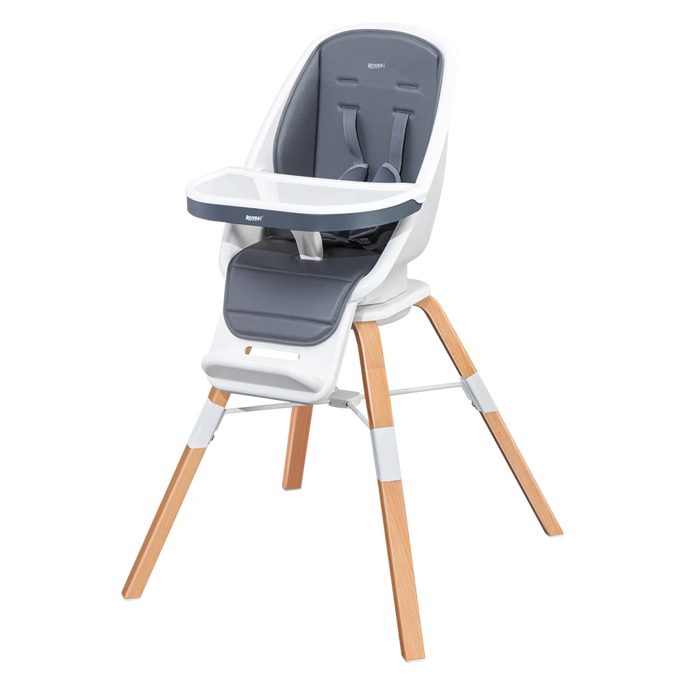 Silla alta giratoria 360 con estilo, silla de alimentación de refuerzo de material de madera, silla para niños, patas de madera desmontables