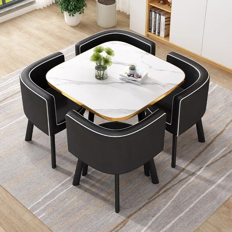 

Leisure small round table coffee table, one table and four chairs combination milk tea shop receives small apartment