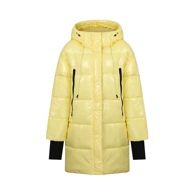 PinkyIsBlack 2025 New Autumn and Winter Cotton Padded Jacket Mid-length Thick Warm Hooded Glossy Puffer Jacket Coat Outwear
