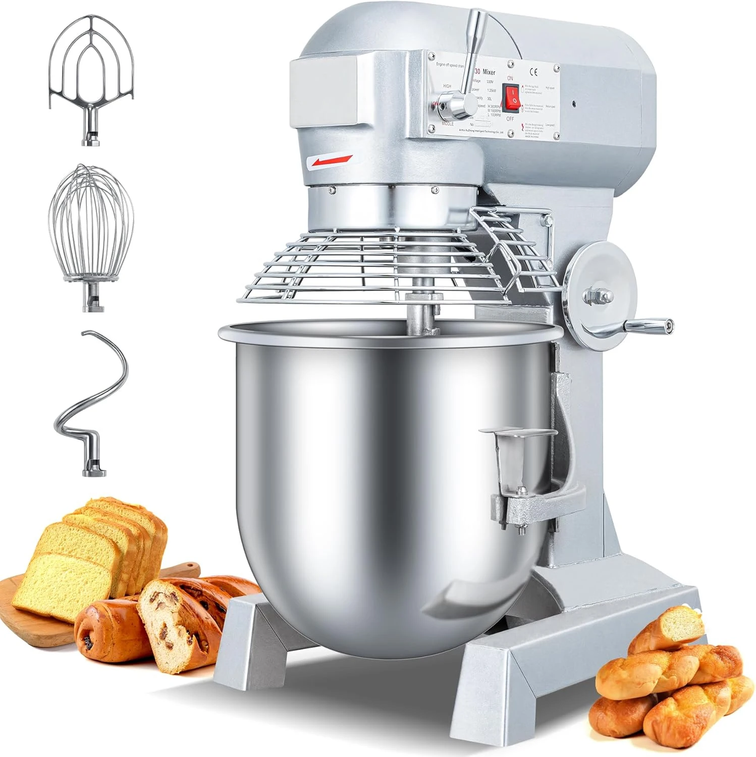 

Commercial 10L Dough Mixer 1.2KGS Electric Food Mixing Machine 3 in 1 Egg Mixer 500W Food Mixer