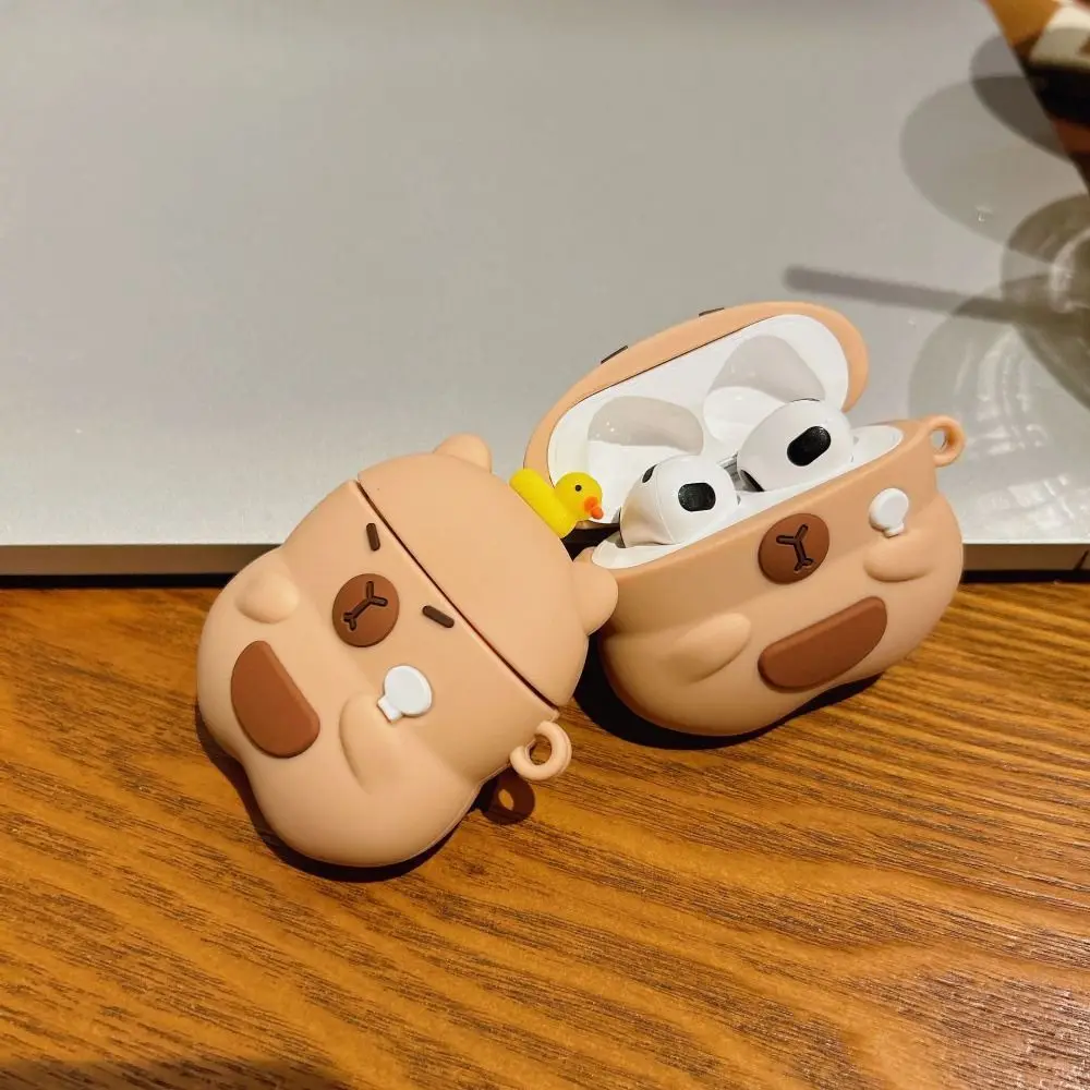 Casing Earphone Capybara Anime 3D, casing silikon kartun pelindung, aksesori Earphone untuk AirPods 1 2 3 Pro/Pro2