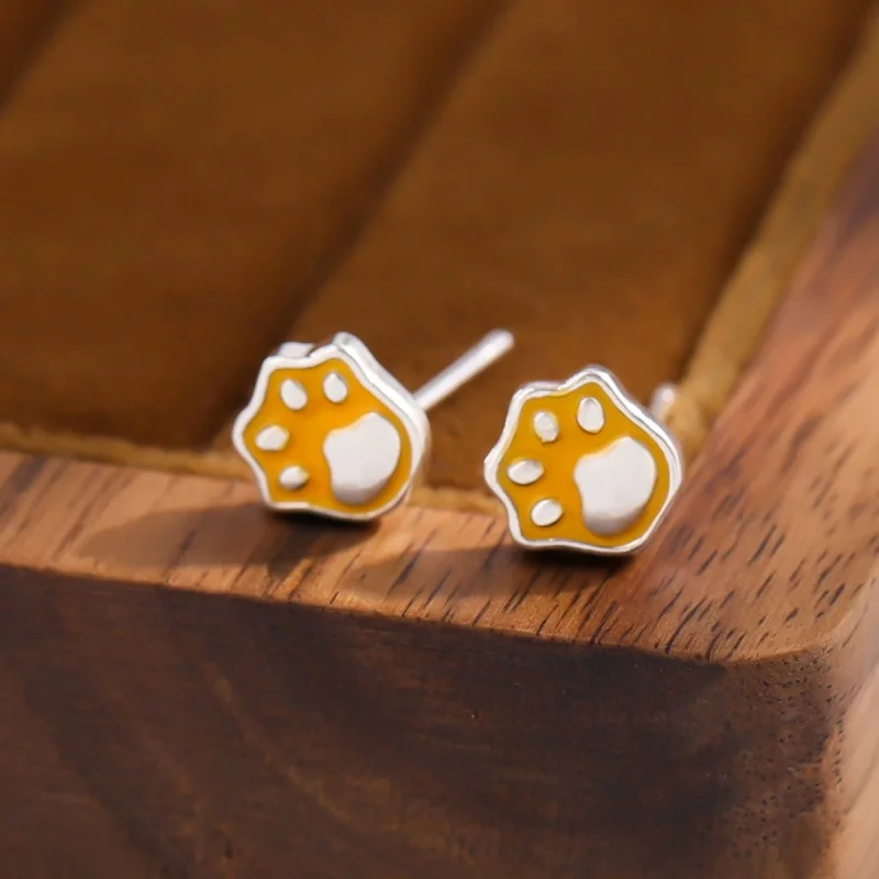 

Hot selling new 925 sterling silver fashionable cute yellow bear paw personality versatile earrings wholesale for women ED201