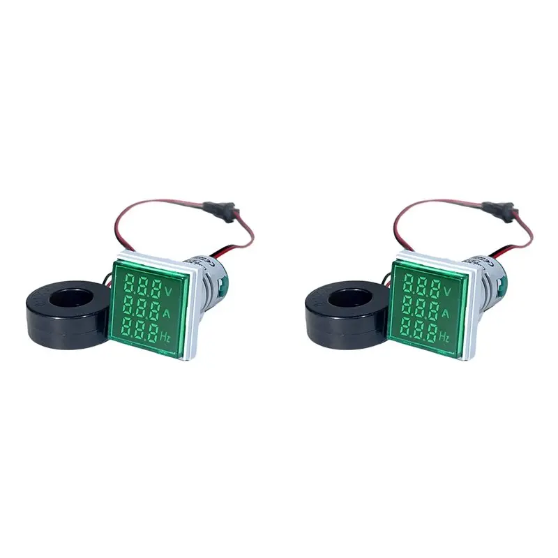 

AT02-2X LED Digital Voltmeter Ammeter Hertz Meter AC6-500V Signal Lights Voltage Current Frequency Meter Green