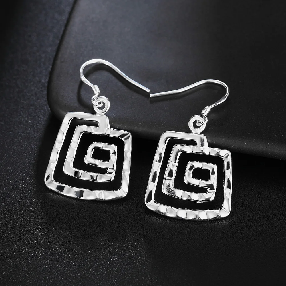 

Special Offer Solid 925 Stamp Silver Color Earrings Korean Vintage Jewelry Beautiful Party Wedding Birthday Gifts
