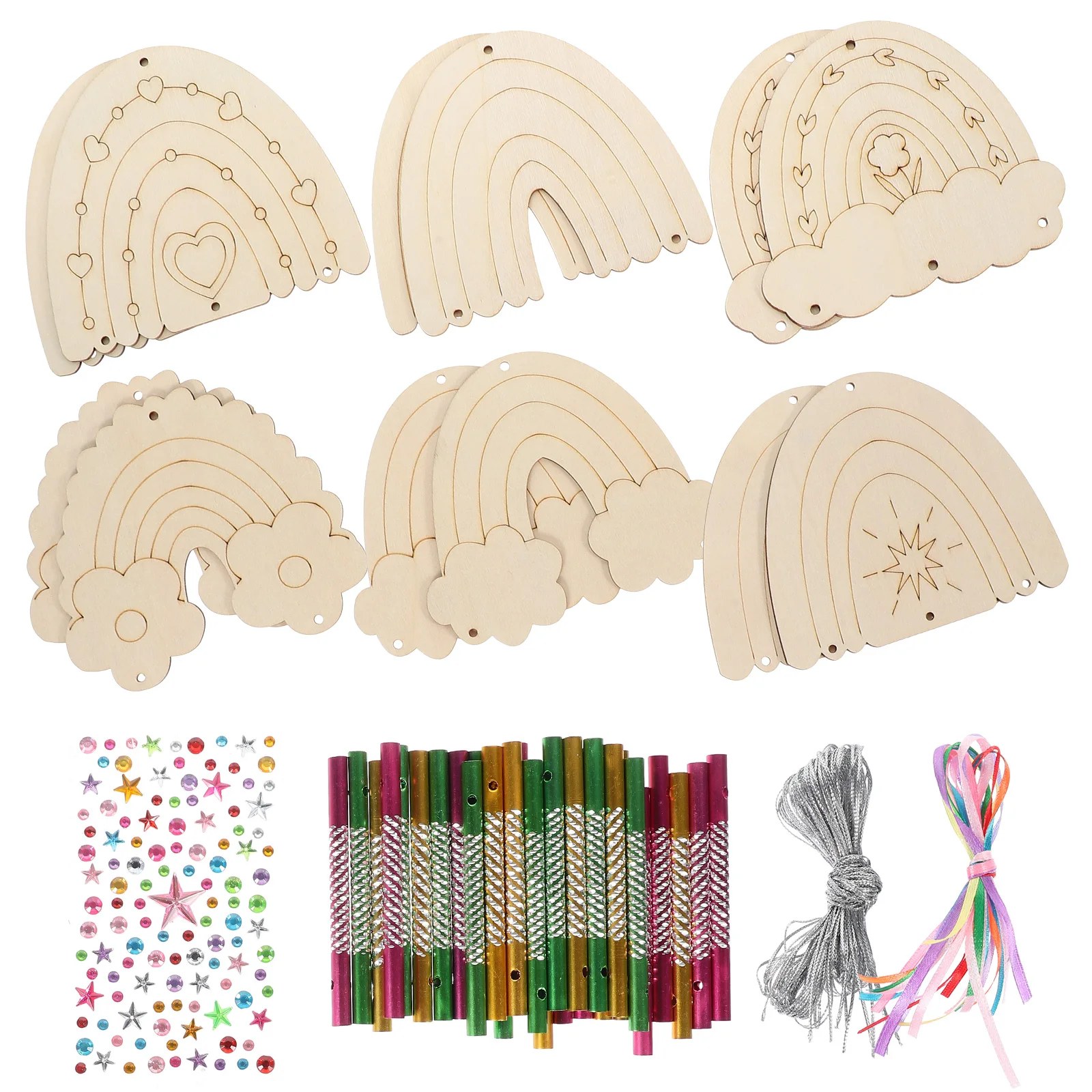 

Wooden Wind Chime Set Hanging Diy Decoration Chimes Handmade Chips Supplies for Making