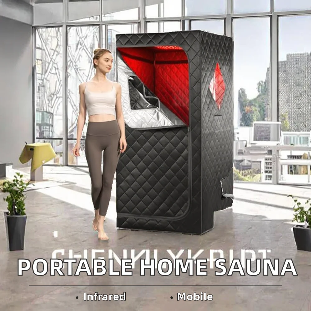 Portable One Person Home FarInfrared Steam Sauna Red Light Therapy 660nm Full Body Relaxation Tent Transom Windows 3L&1100W