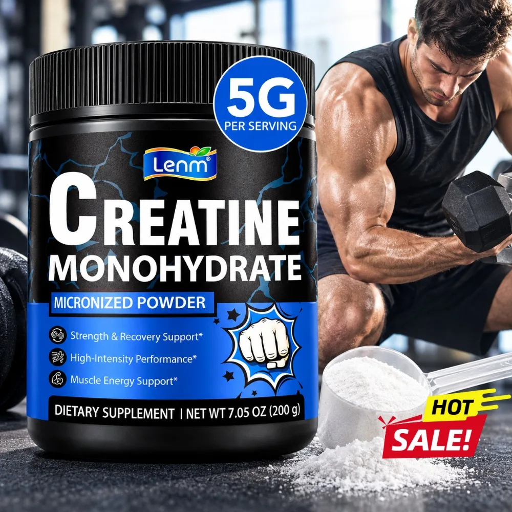 Creatine Monohydrate Micronized Powder 5g Supports Strength & Recovery High-Intensity Performance Muscle Energy 200g 40 Servings