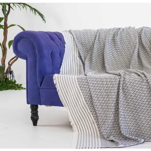 N & Time memories Natural Woven Cotton Decorative Seat Cover Anthracite Color 170 X210 cm