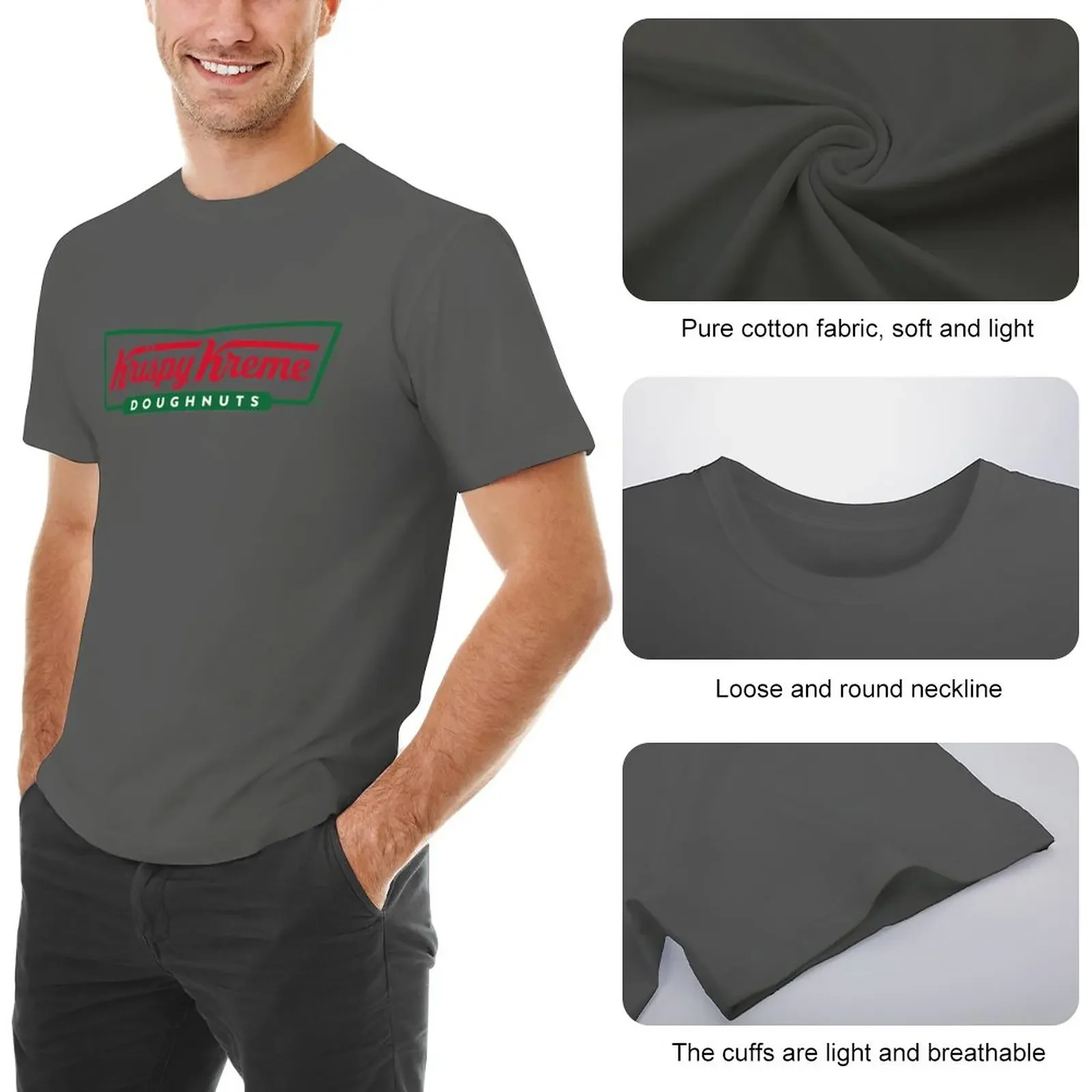 Krispy Kreme Resto und Bäckerei T-Shirt Vintage Jungen Weiß Basketball Grafik T-Shirts übergroße T-Shirt T-Shirts für Männer Baumwolle