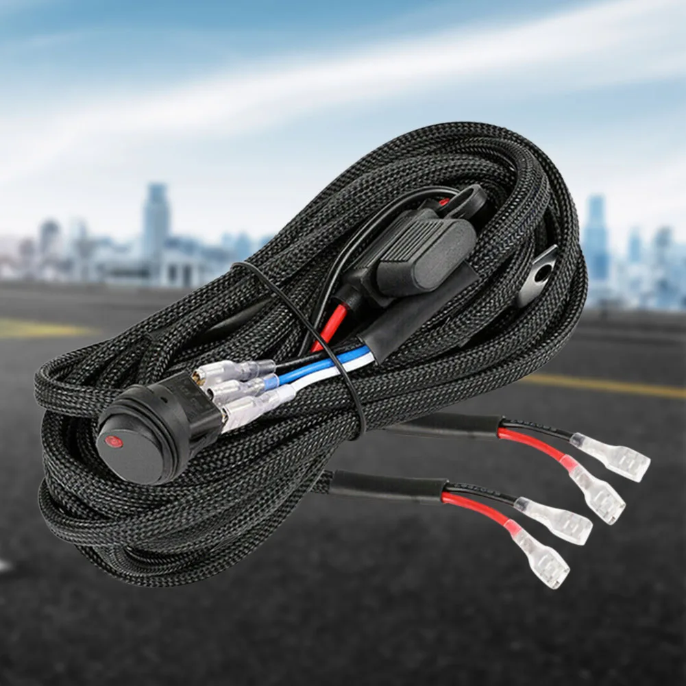 LED Work Light Bar Wiring Harness Universal LED Bar Driving Fog Light Wire Switch Cable 12V 40A Safety Protection for Cars Truck