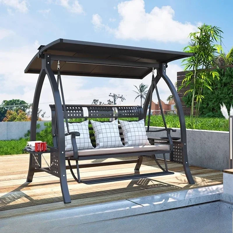 Outdoor swing courtyard garden double hanging chair solar outdoor villa balcony home leisure aluminum alloy rocking chair