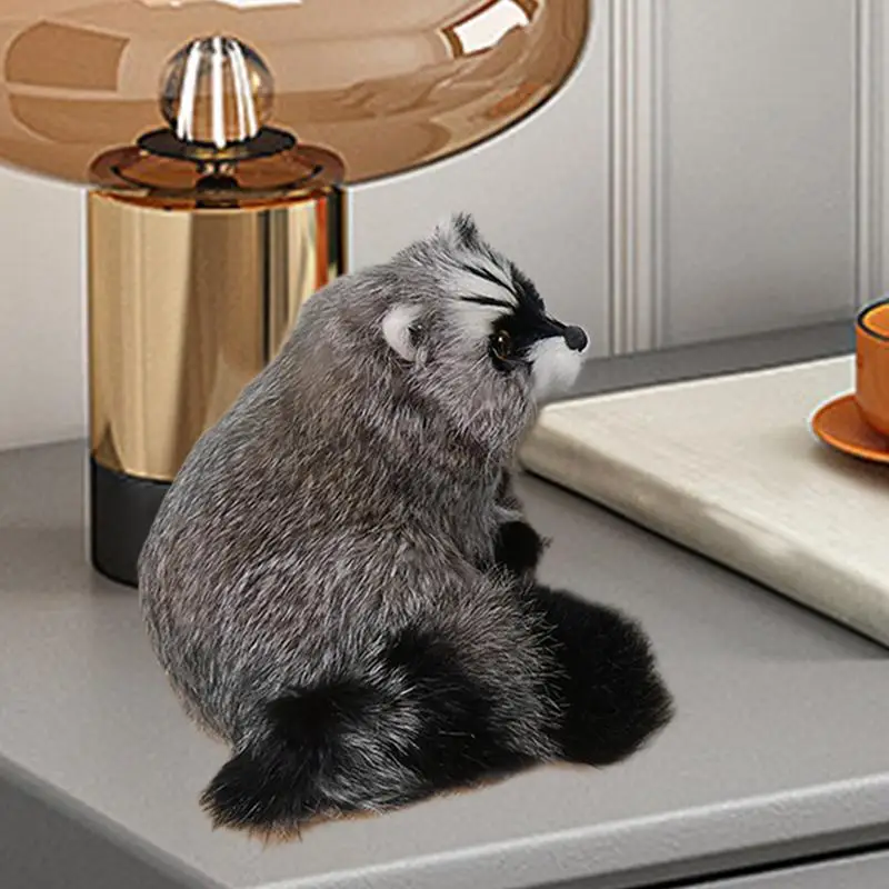 Raccoon Ornament Desktop Decoration Simulated Ornament & Figure Learning Educational Toys Realistic Raccoon Family Action Model