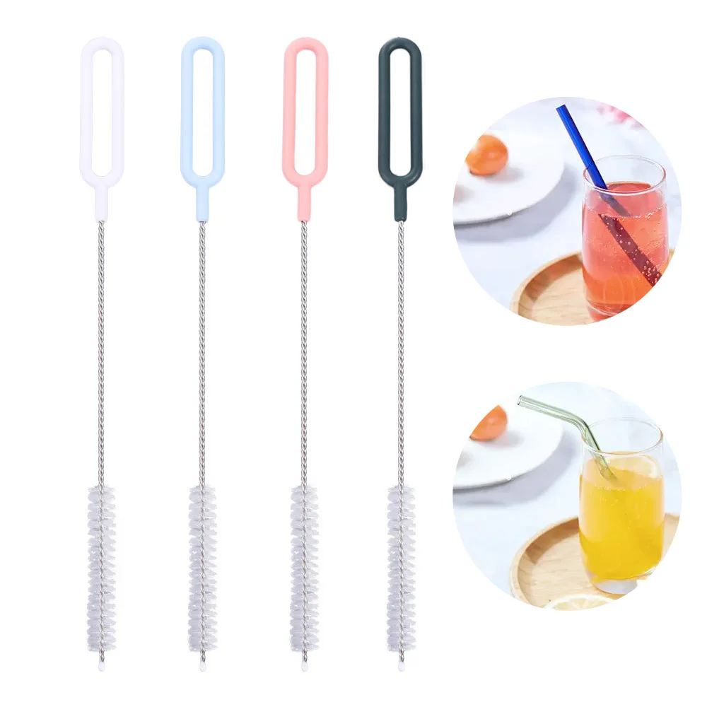 Nylon Hair Straw Brush Household Long Handle Pacifier Clean Brush with Hanging Hole Glass Test Tube Brush for Cleaning