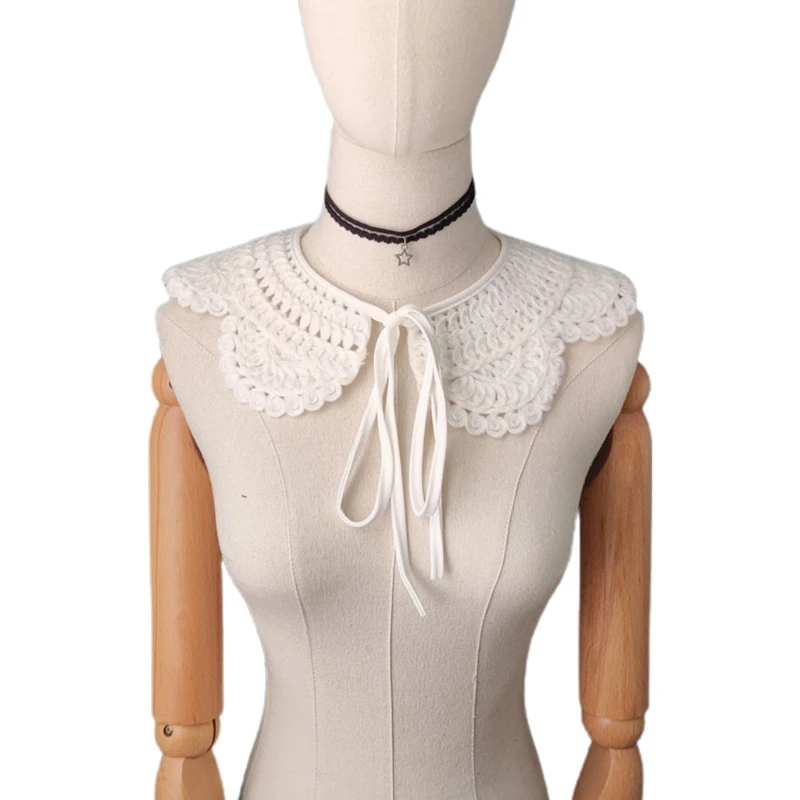 

Новая белая шаль для куклы, женская рубашка с накладным воротником, вязаная крючком женская съемная рубашка с лацканами, блузка