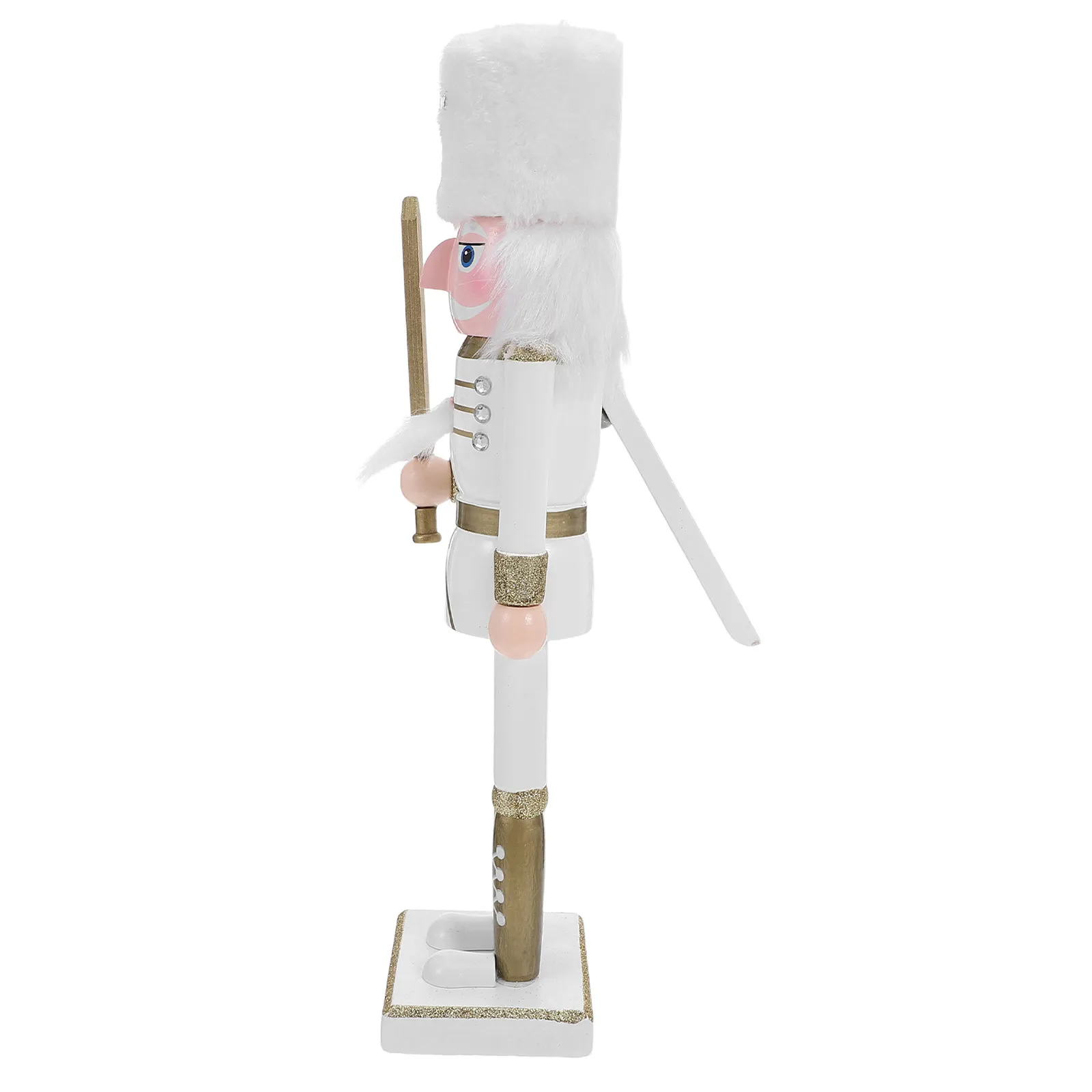 38Cm Traditional Wooden Nutcracker Soldier Ornament Bright Non-Fading Colors Sturdy Base Holiday Decor for Christmas Tabletop