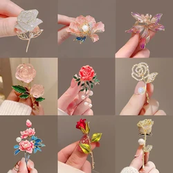Exquisite Flower Brooches for Women Men Fashion Rose Peony Lily Iris Plant Pin Office Party Casual Accessory Jewelry Gift 2024