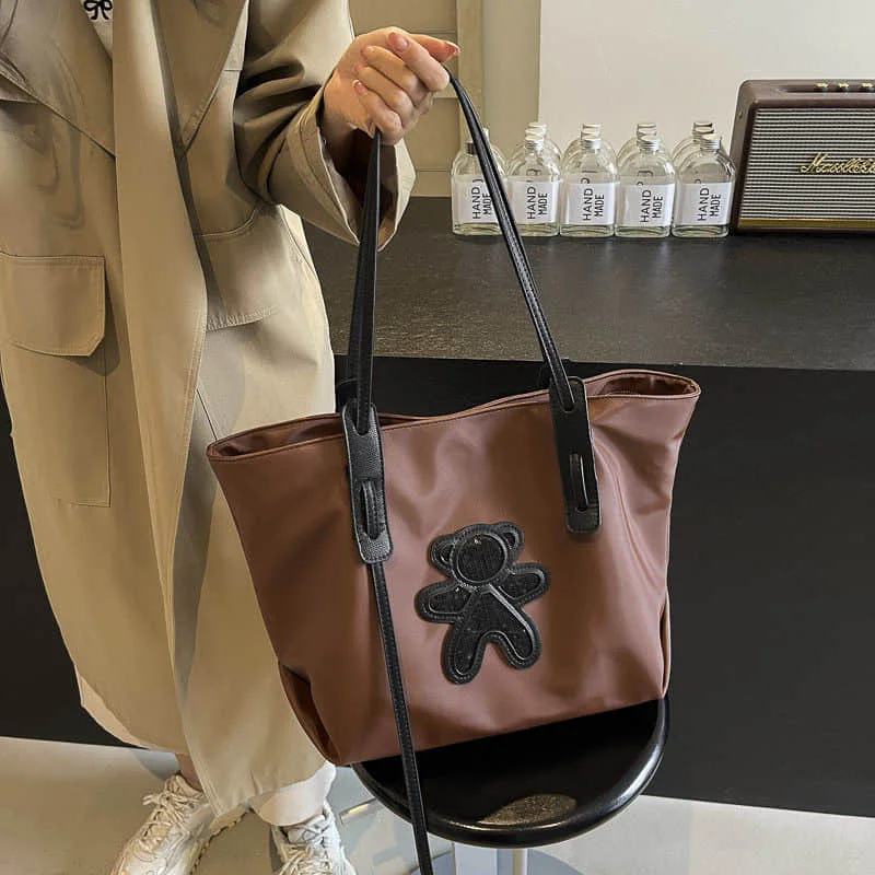 Nylon Tote Bag Reusable Waterrproof Shoulder Bags Casual Cartoon Design High-capacity Fashion Durable Gift Handbag for Women