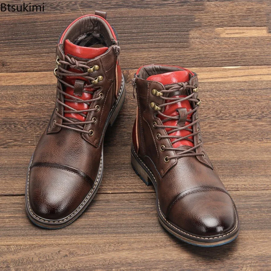 New Arrivals Men's Fashion Boots Britsh Style Vintage Leather Boots Four Season Design Men's Ankle Boots Plus Size Tooling Shoes