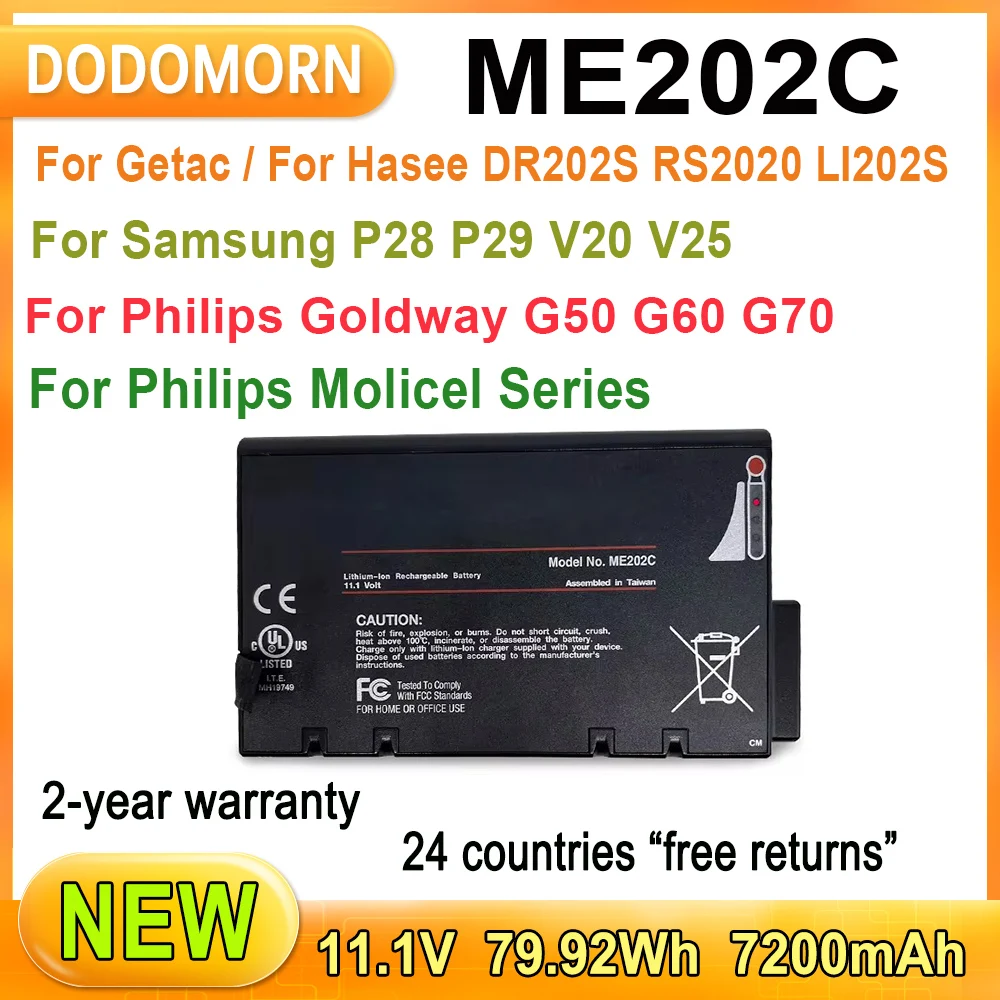 New ME202C Battery For Getac  For Hasee DR202S RS2020  LI202S For Samsung P28 P29 V20 V25 For Philips Goldway G50 G60