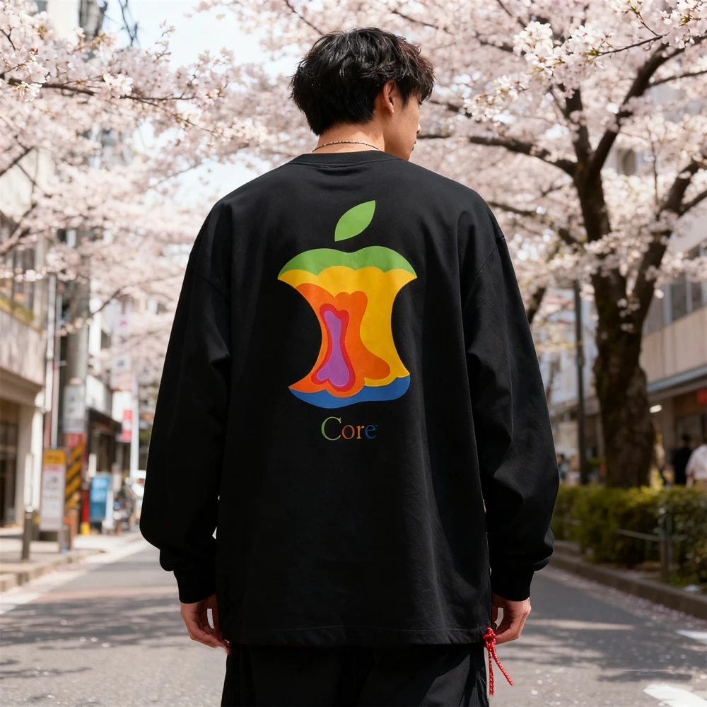 

KUCLUT 1:1 модный бренд лучшего качества с принтом и длинными рукавами уличная одежда свободная футболка большого размера повседневные топы мужская футболка из 100% хлопка