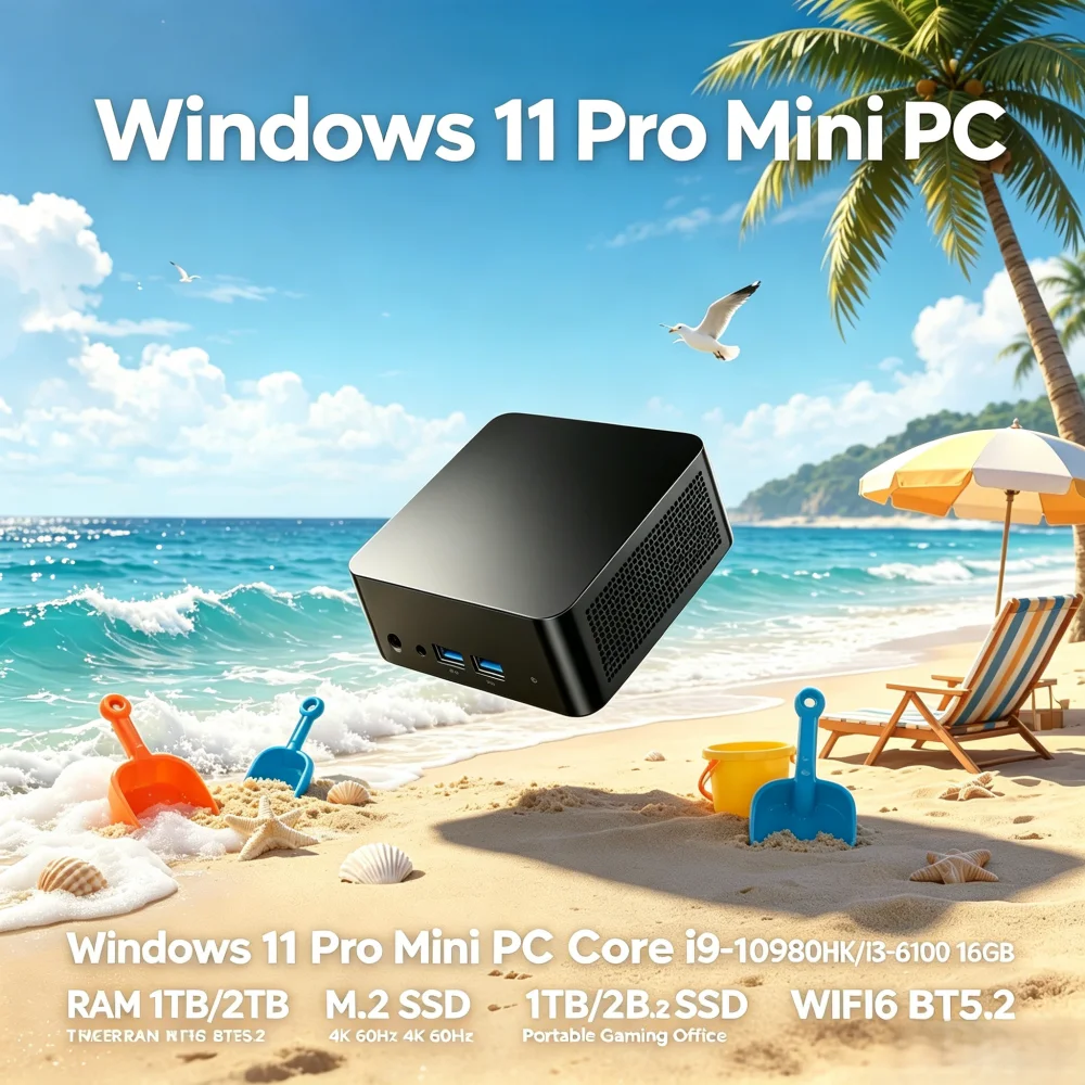 Mini PC con Windows 11 Pro, Core i9-10980HK/i3-6100, 16GB Ram, 1TB/2TB SSD M.2, WiFi6, BT5.2, 4K 60Hz, Portátil para Juegos y Oficina
