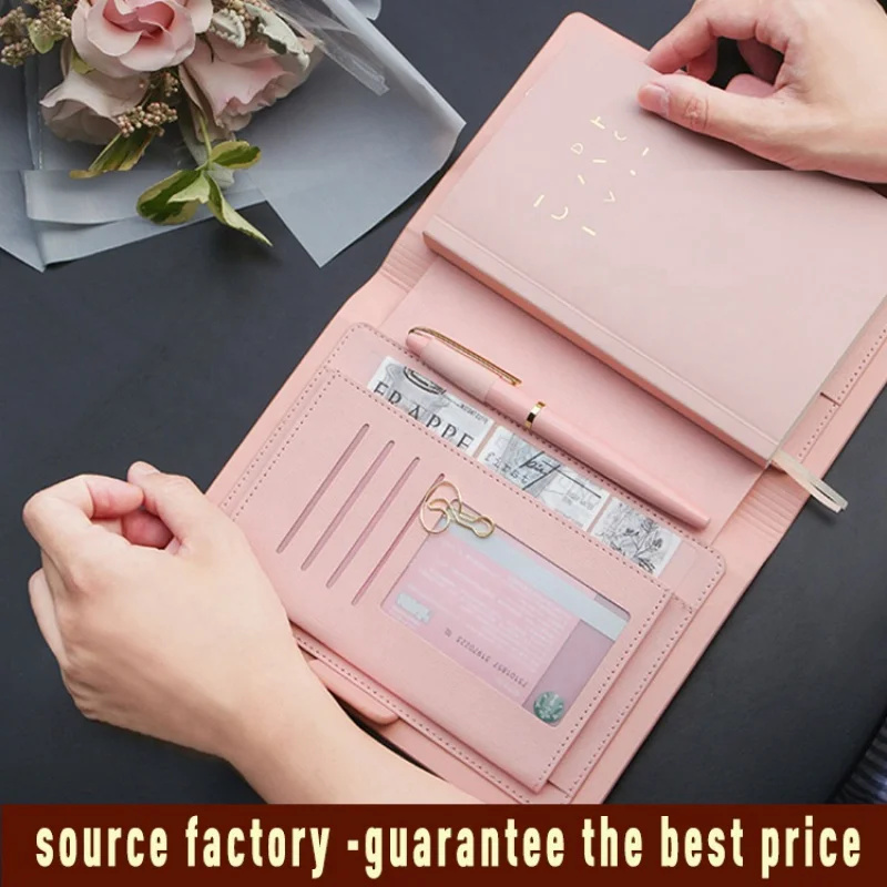 Customized product.Cute PU Leather Notebook A5 B6  Planner 2024 Agenda Items With Customized Promotion Logo Pink Diary Note