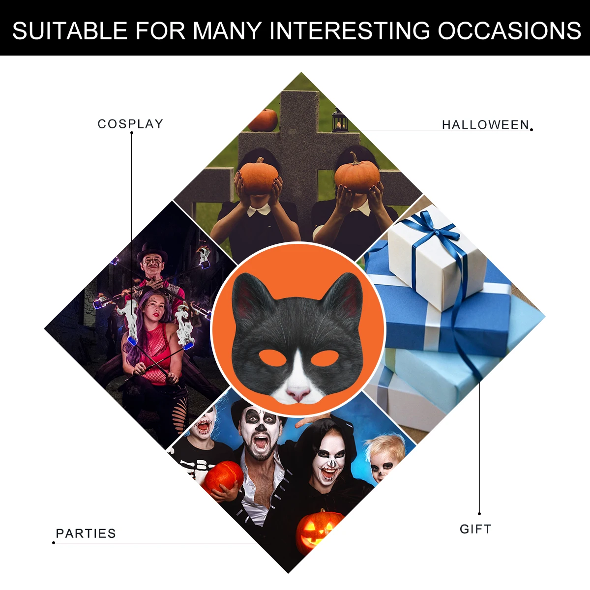 

Animal Cat Mask Themed Cartoon Party Masks Halloween for Woman Face Artificial Cosplay Costume Props Eva Adults