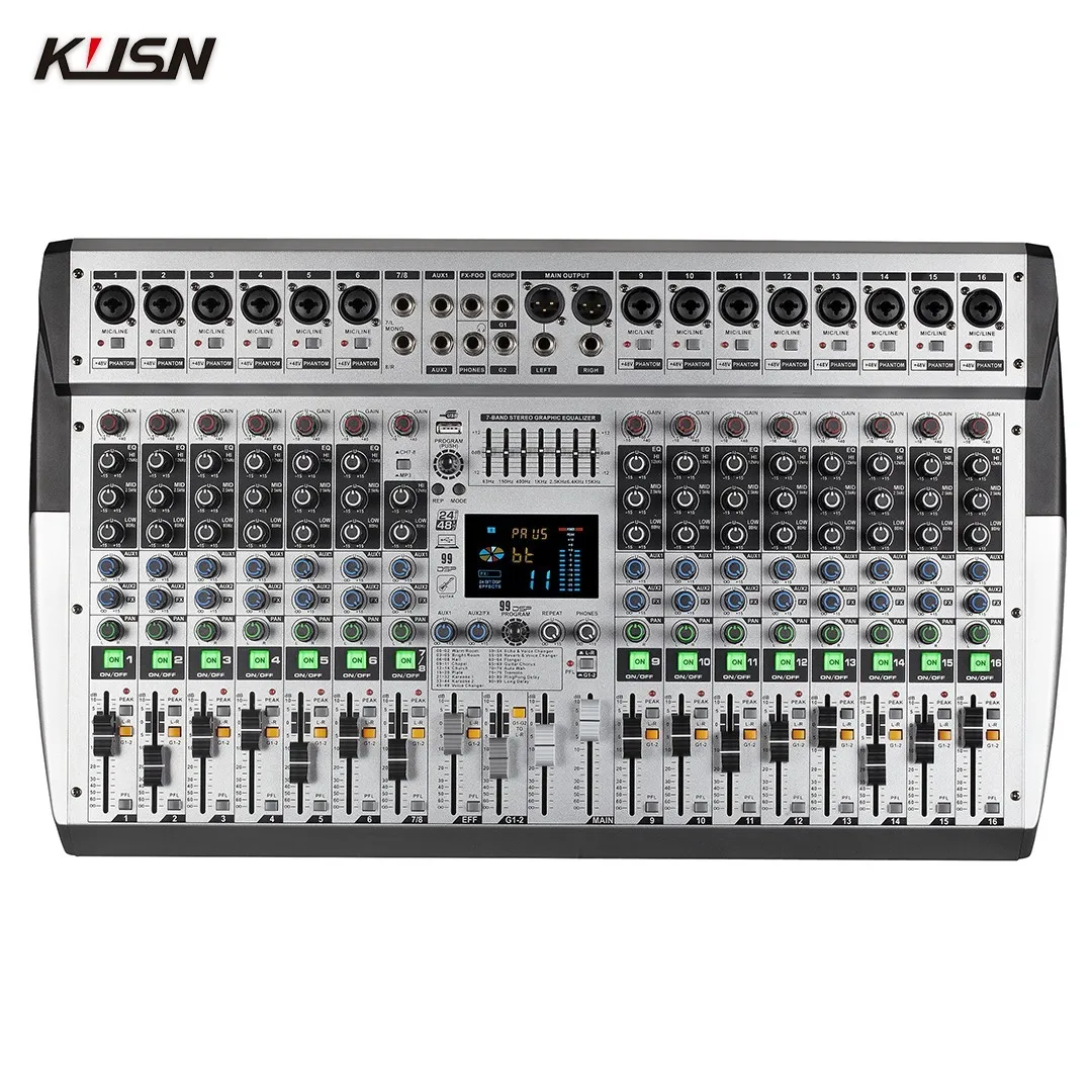 16 Channel Digital Console 99 DSP Professional Sound Mixer Powered Audio Mixing Console Power Soundcraft with Bluetooth USB