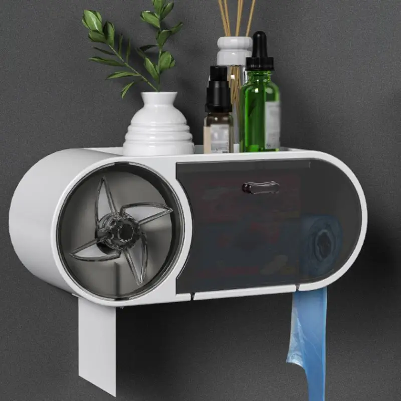 Large Capacity Toilet Tissue Holder Storage Box Wall Mounted Bathroom Waterproof Paper Holder Shelf Tissue Boxes Container